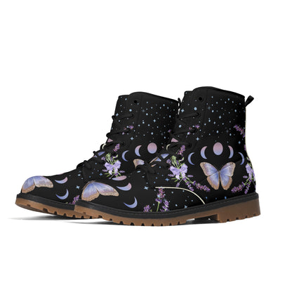 Purple Butterfly Womens Luxe Combat Boots