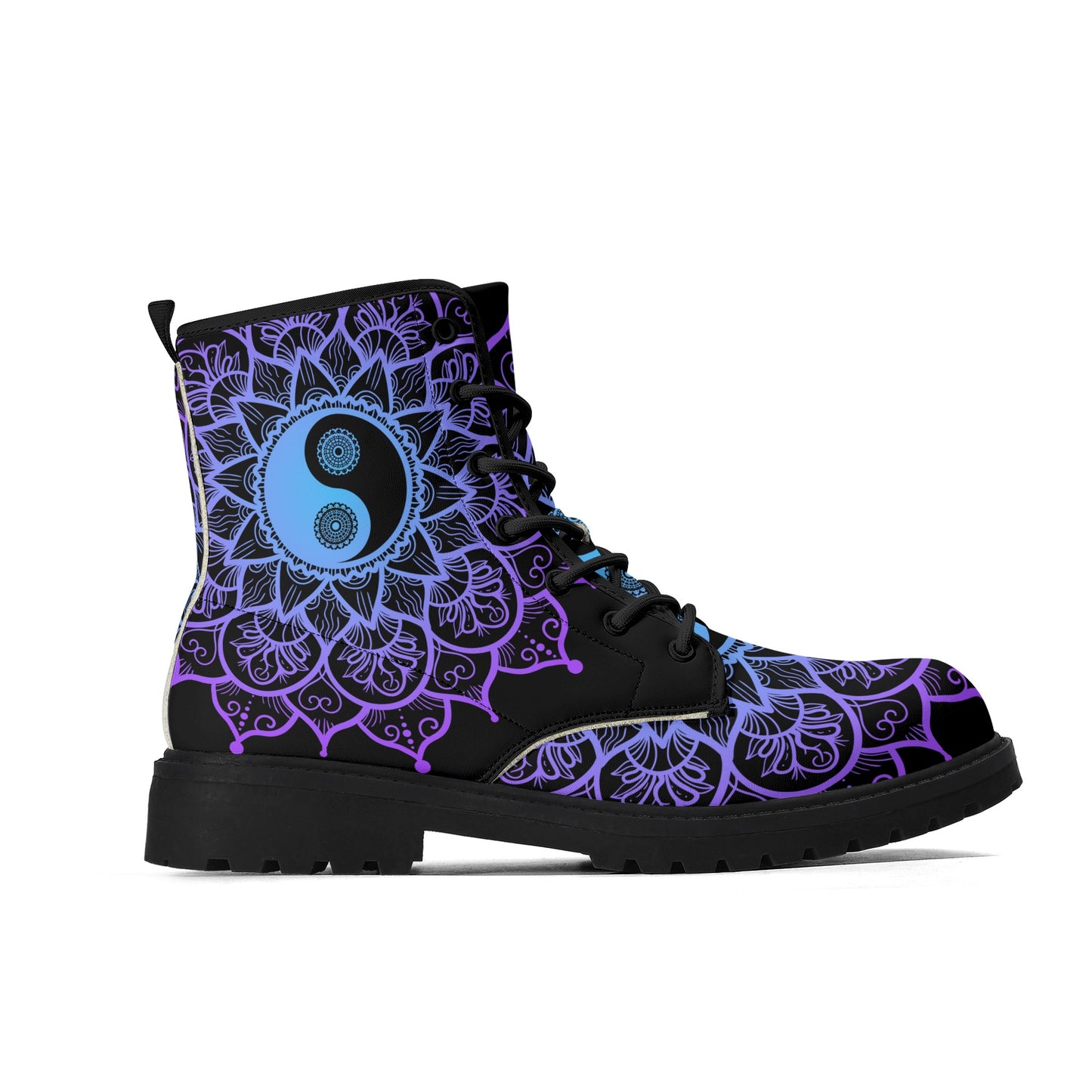 Womens Purple Yin Yang Upgraded Luxe Vegan Leather Boots