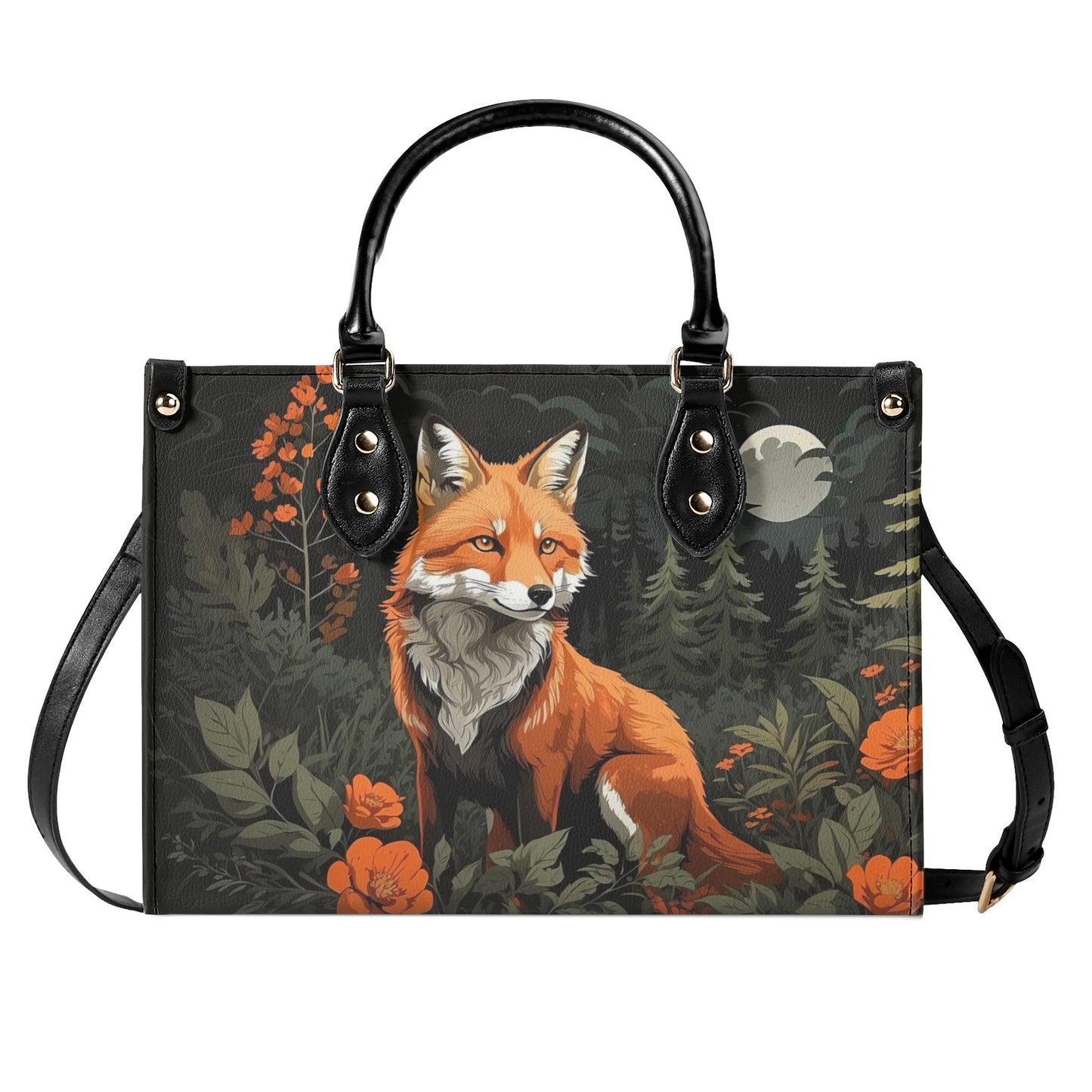 Orange Fox Gray Luxury Womens Vegan Leather Handbag