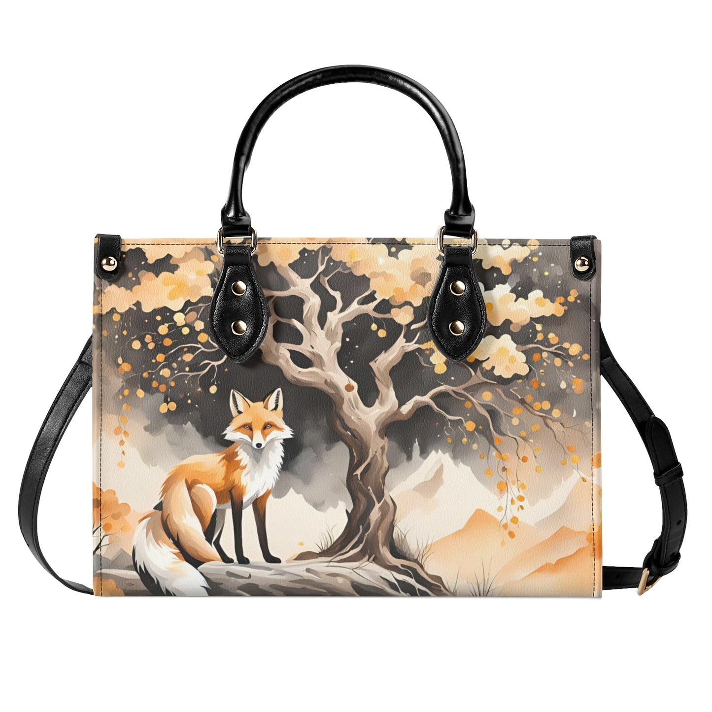 Elegant Orange Fox Luxury Womens Vegan Leather Handbag