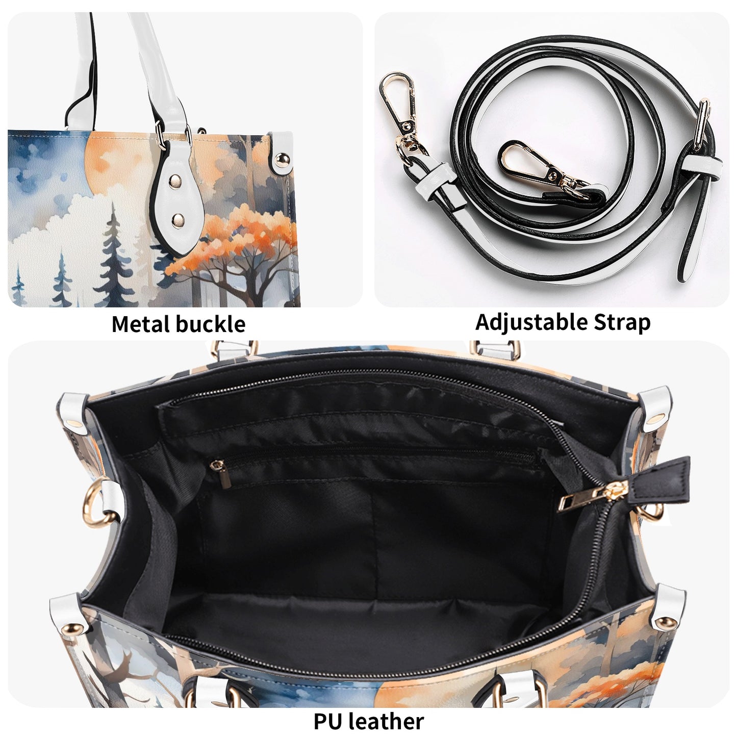 Orange Fox Luxury Womens Vegan Leather Handbag