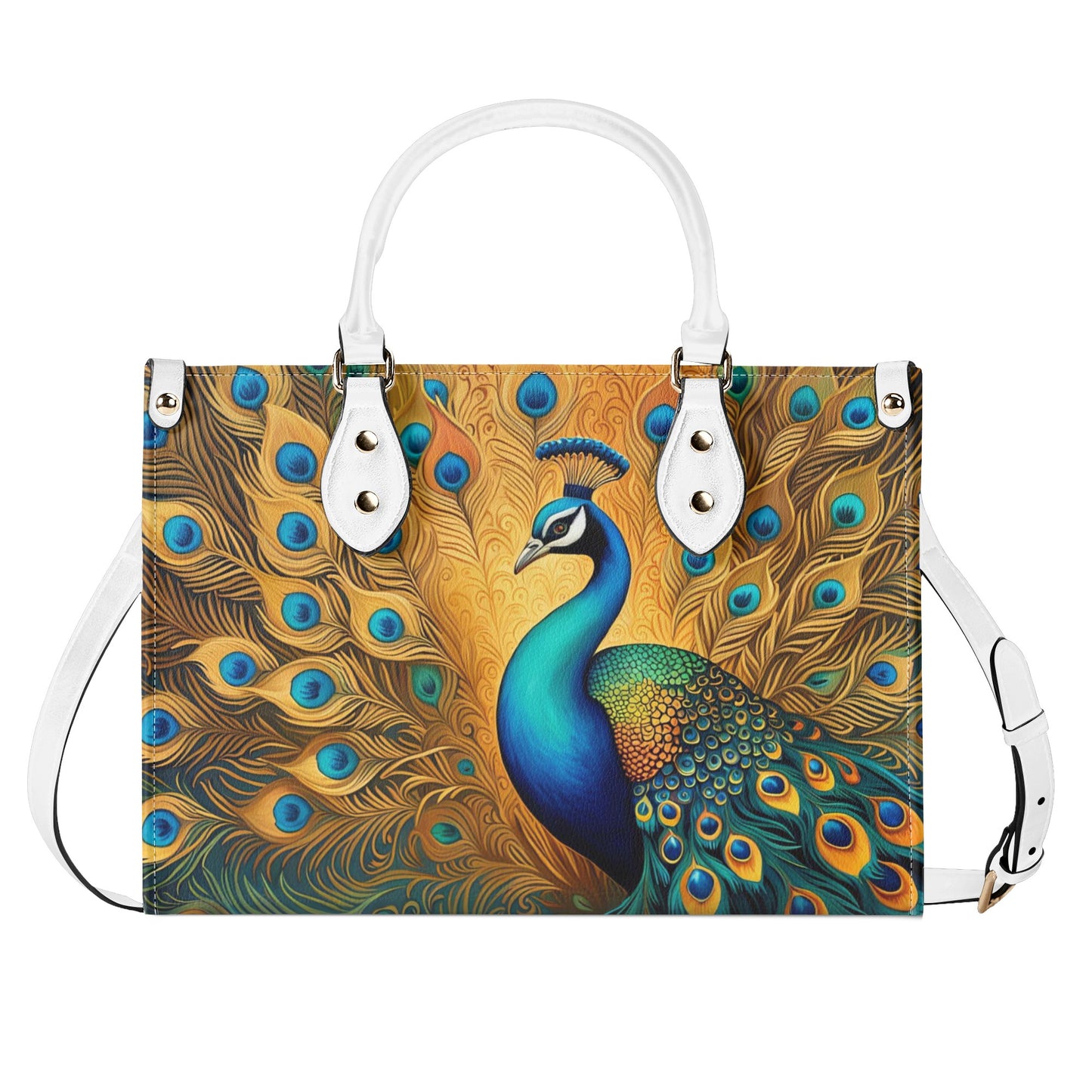 Golden Peacock Luxury Womens Vegan Leather Handbag