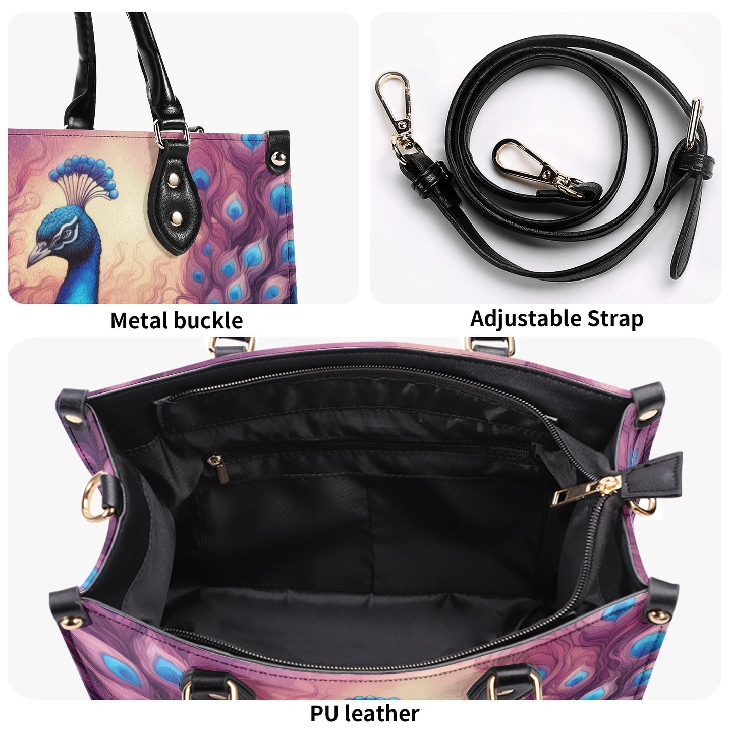 Purple Peacock Luxury Womens Vegan Leather Handbag