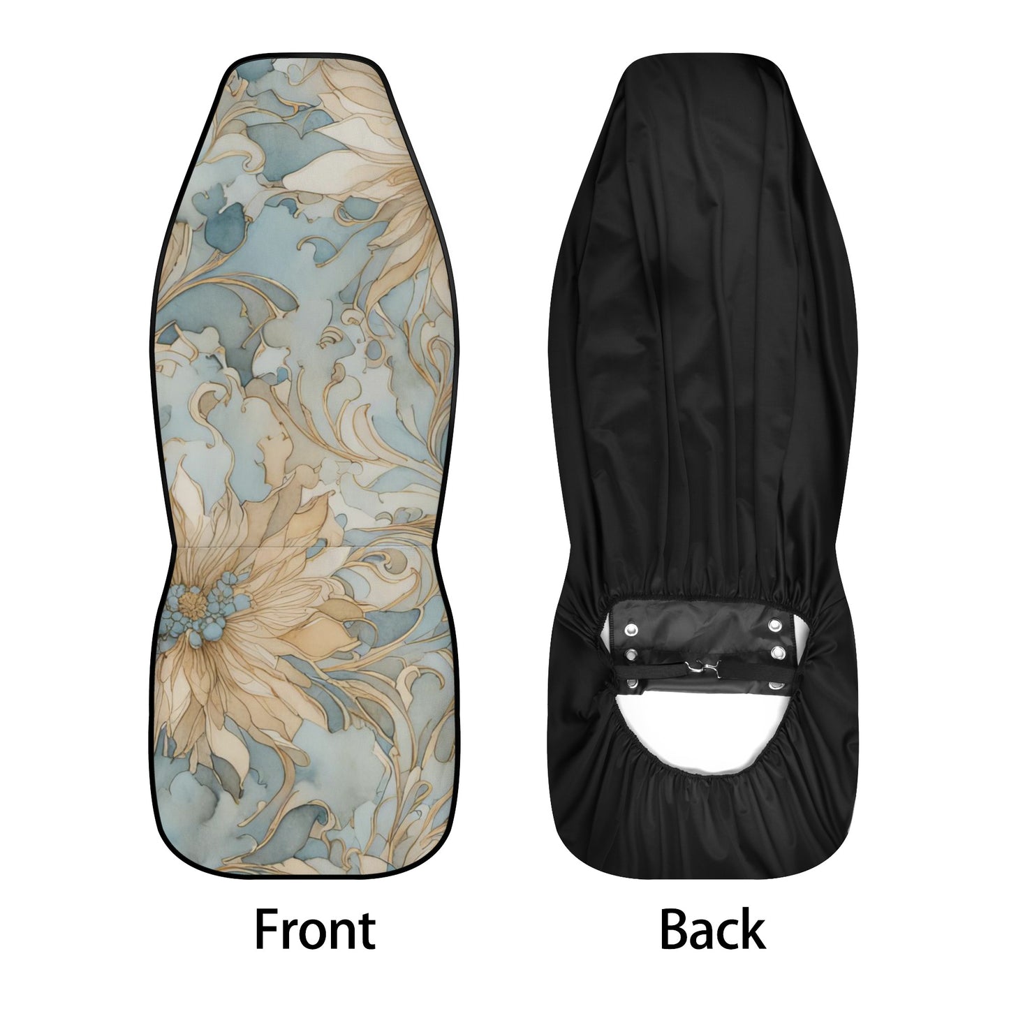 Abstract Elegant Blue Flowers Car Seat Cover Set