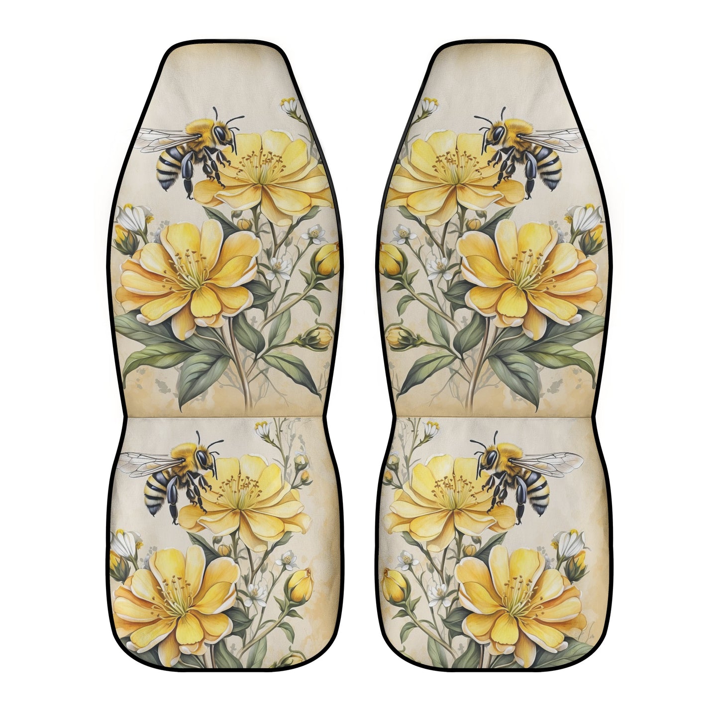 And Yellow Flowers Bee Front Car Seat Covers