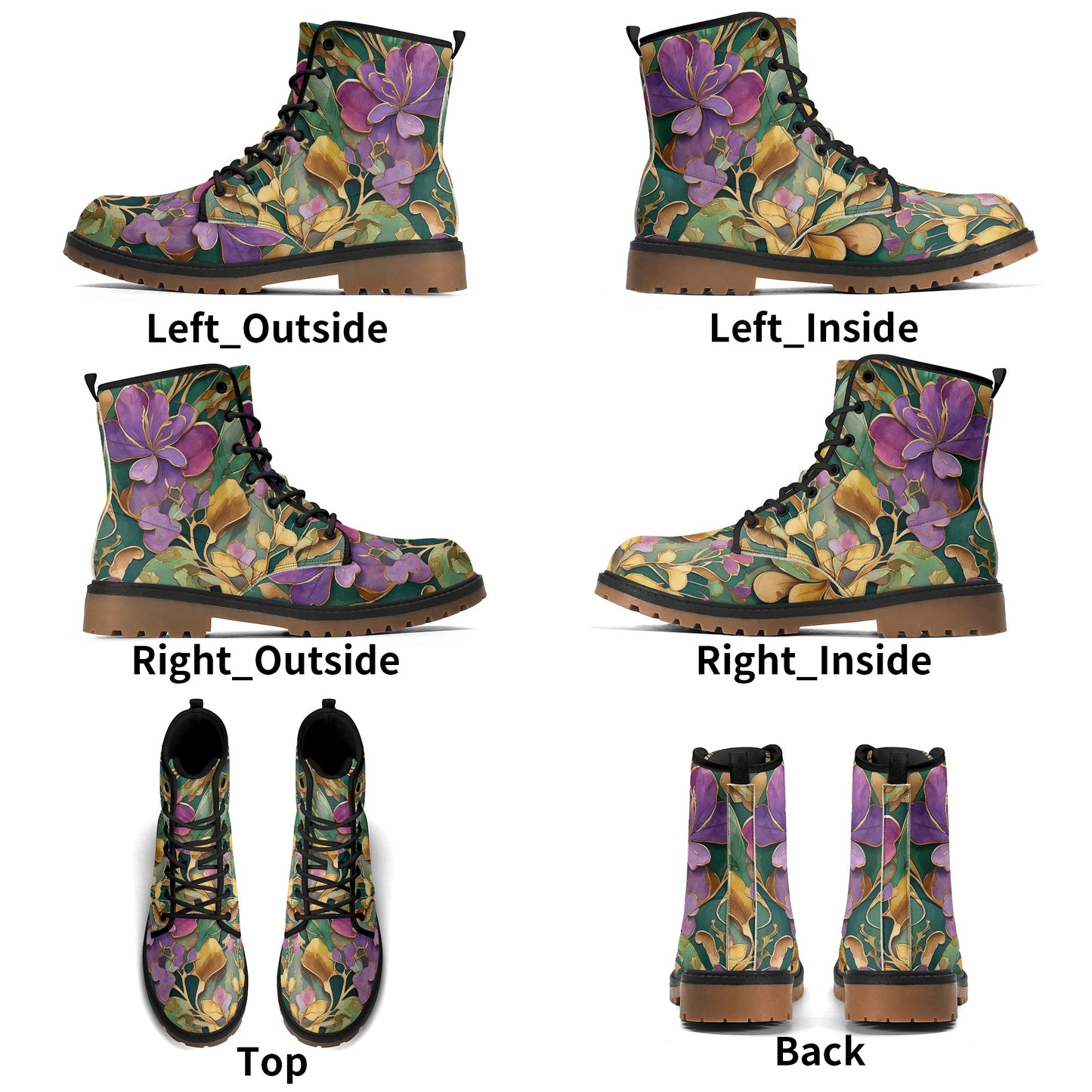 Mardi Gras Flowers Womens Combat Boots