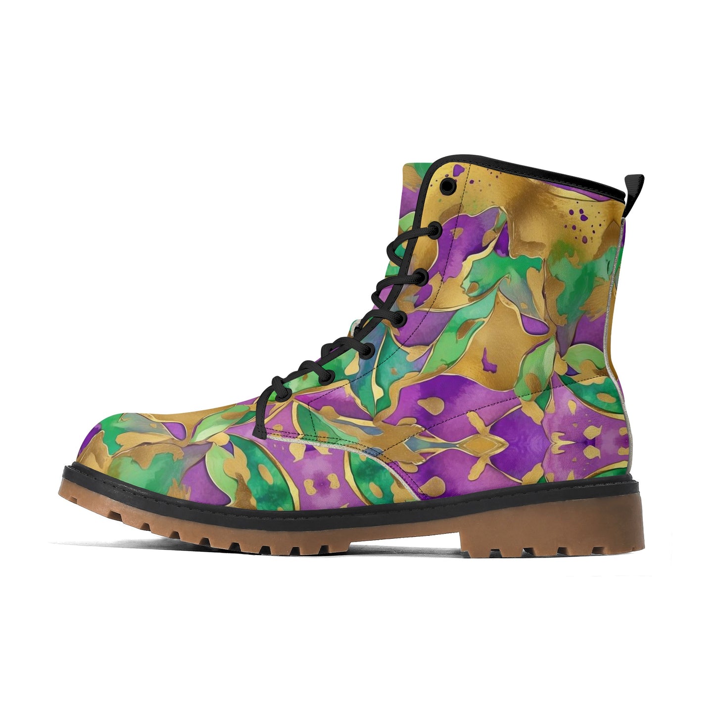 Mardi Gras Abstract Womens Combat Boots
