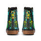Blue Green Butterfly Stained Glass Womens Combat Boots
