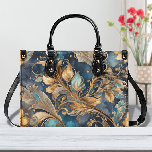 Blue Paisley Luxury Womens Vegan Leather Handbag