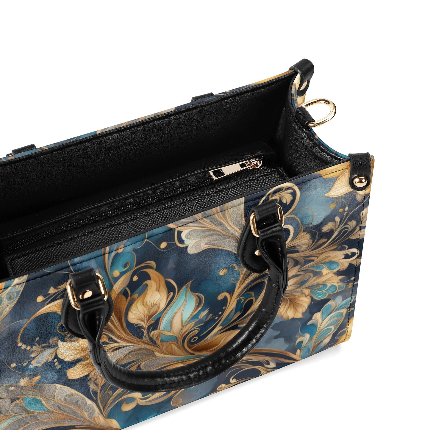 Blue Paisley Luxury Womens Vegan Leather Handbag