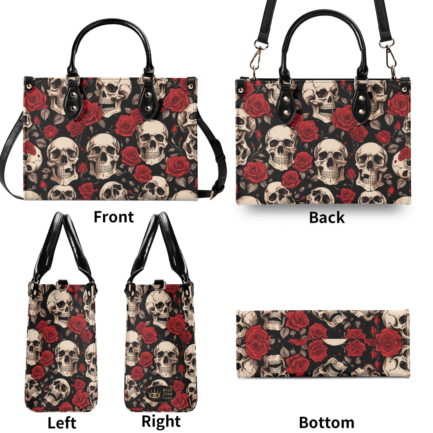 Skulls and Roses Luxury Womens Vegan Leather Handbag