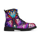 Colorful Purple Butterfly Stained Glass Womens Vegan Boots