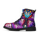 Colorful Purple Butterfly Stained Glass Womens Vegan Boots