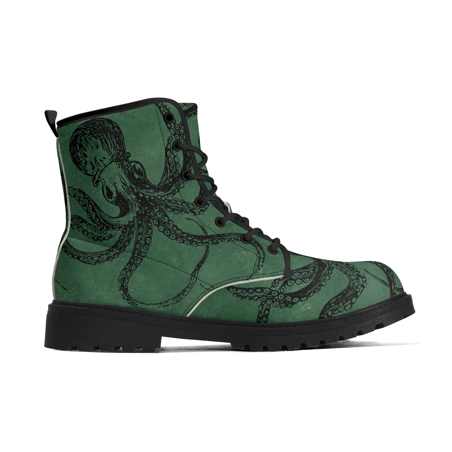 Womens Green Octopus Vegan Steampunk Boots Unisex