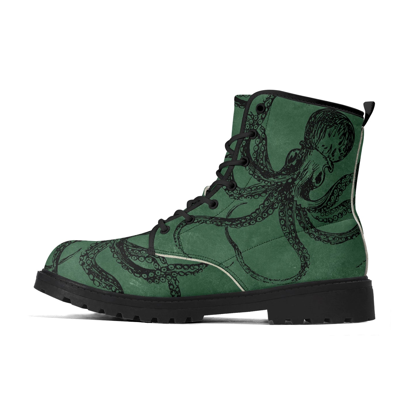 Womens Green Octopus Vegan Steampunk Boots Unisex