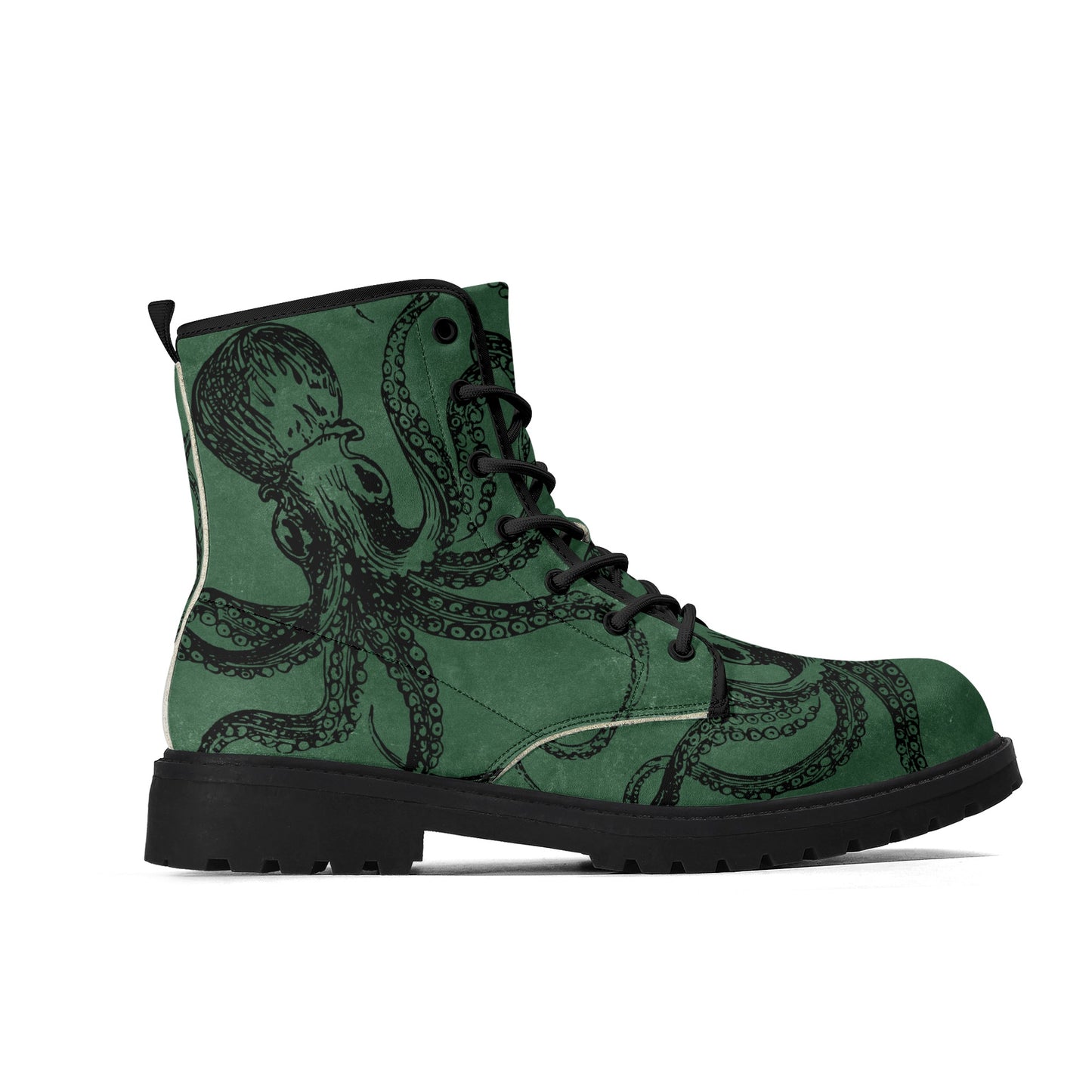 Womens Green Octopus Vegan Steampunk Boots Unisex