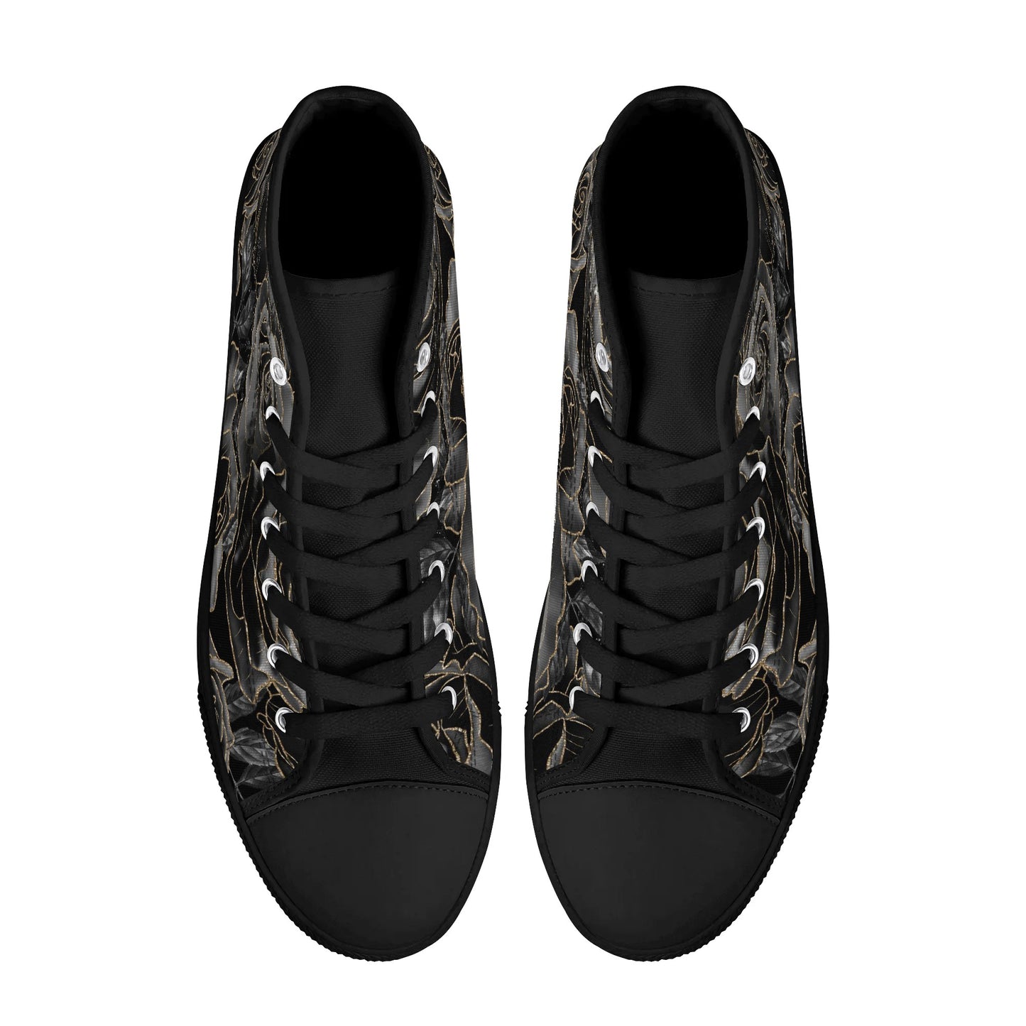 Black Roses Womens High Top Canvas Shoes