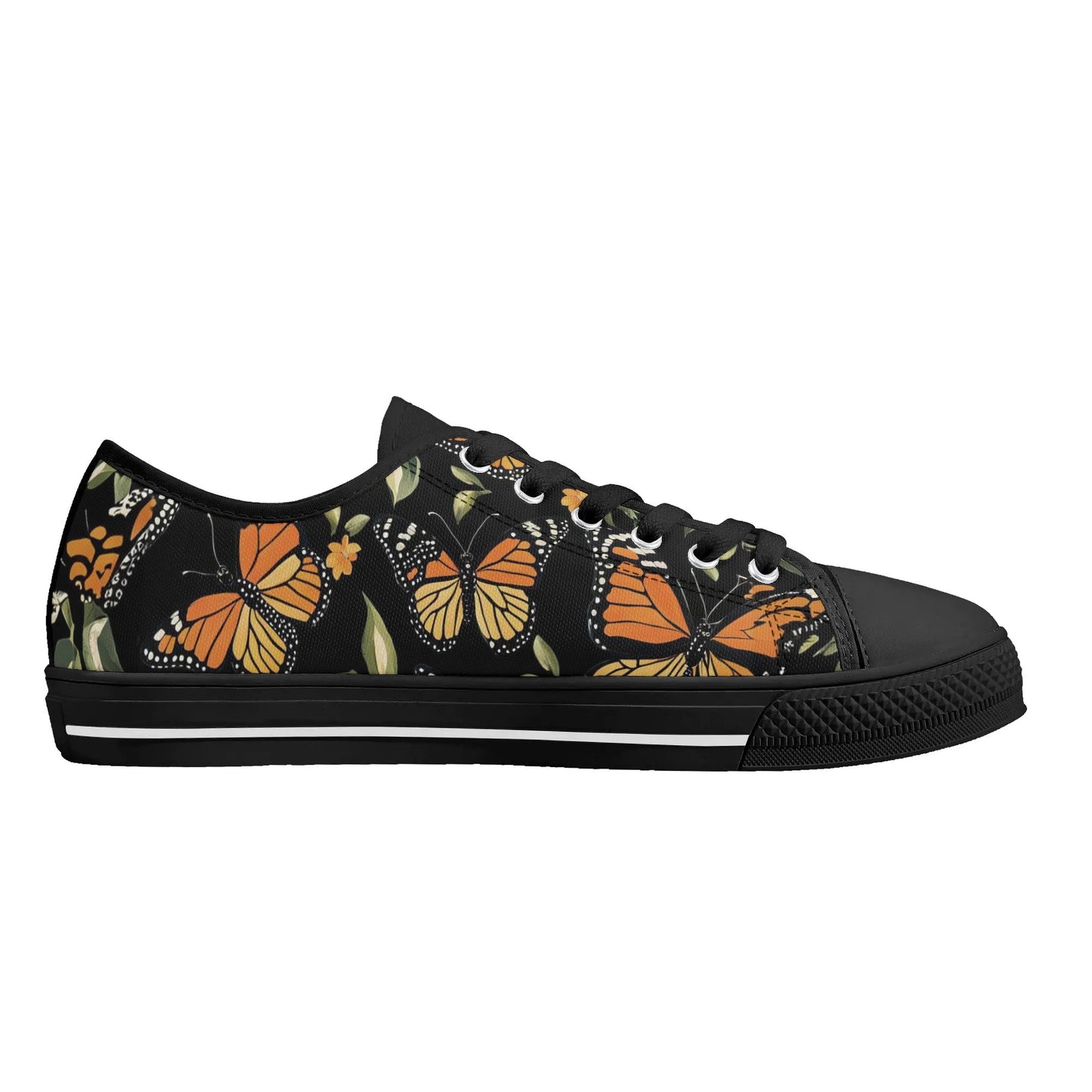 Monarch Butterfly Womens Rubber Low Top Sneakers