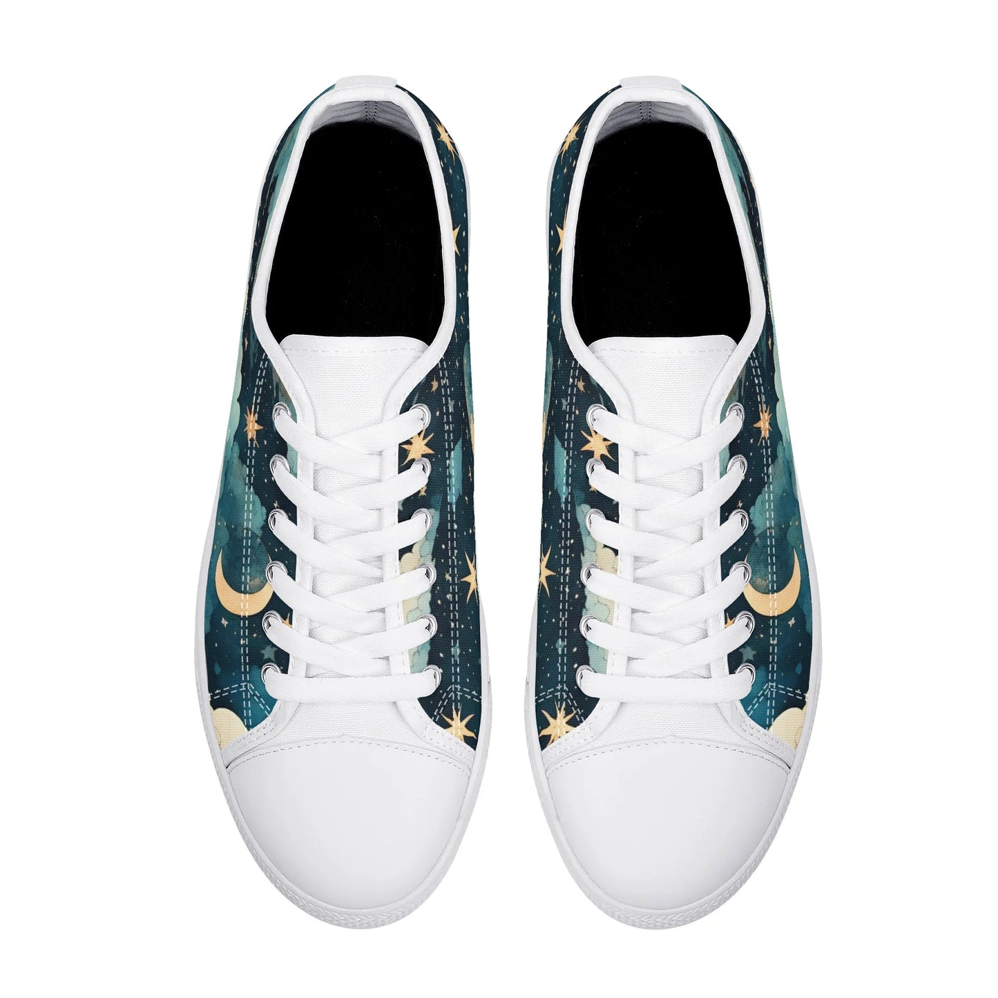 Celestial Blue Clouds Sky Womens Rubber Low Top Sneakers