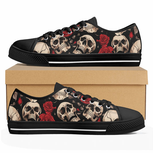 Skulls and Roses Womens Rubber Low Top Sneakers