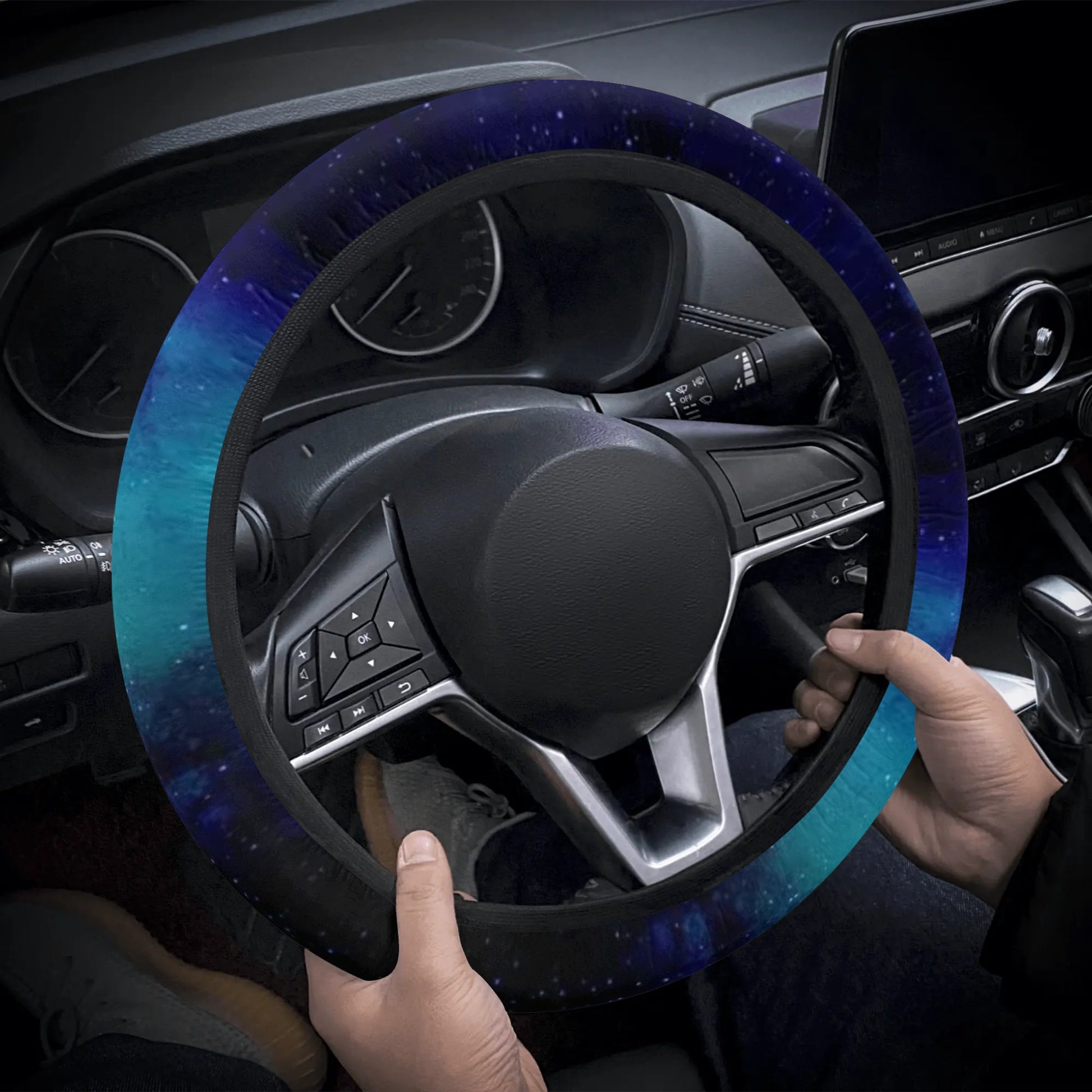 Blue Galaxy Car Steering Wheel Cover