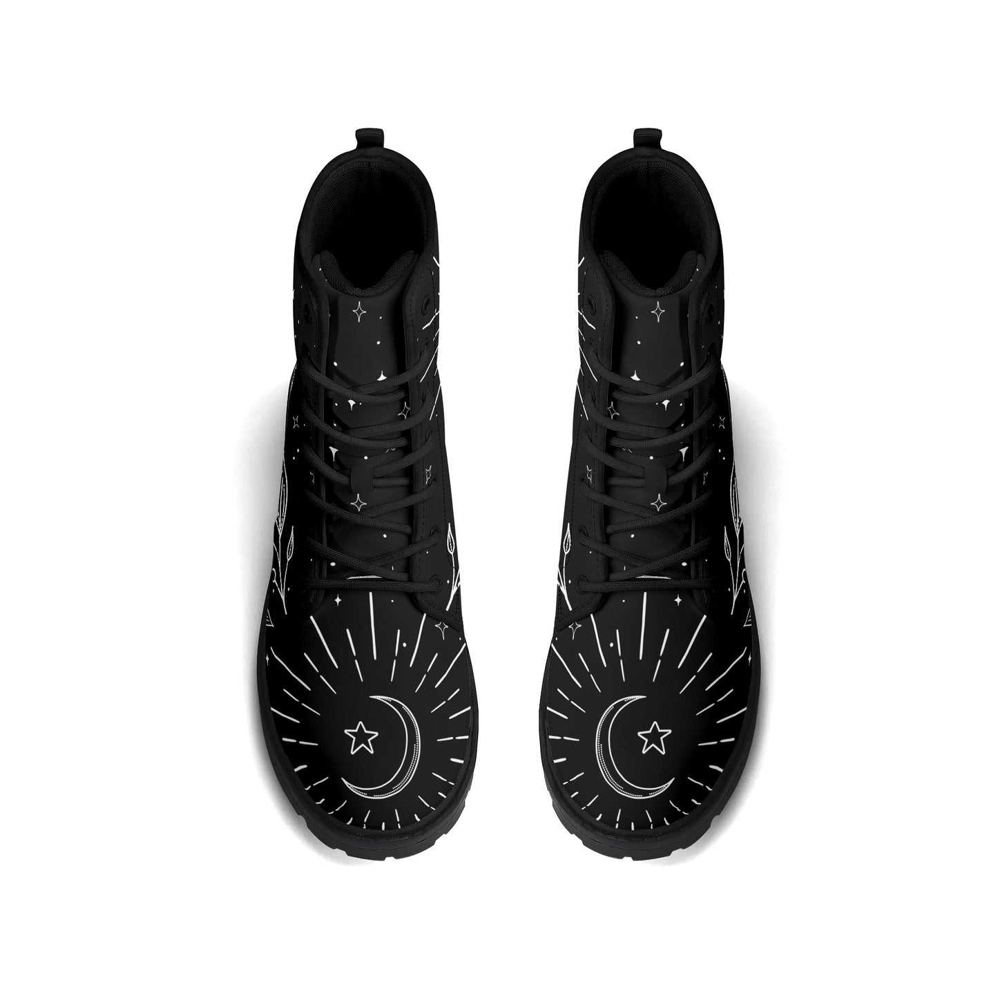 Womens Moon Leaf Vegan Combat Boots