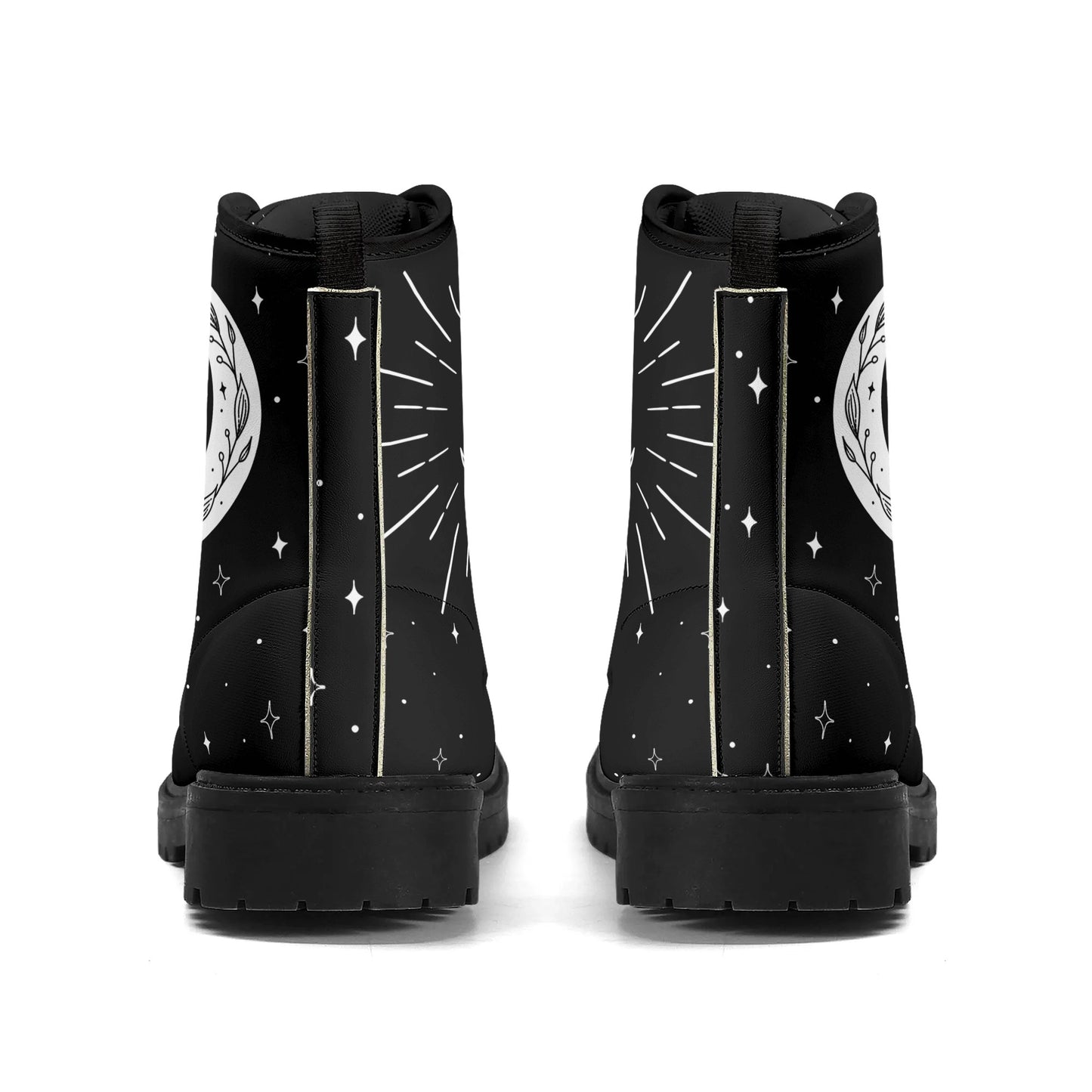 Womens Moon Leaf Vegan Combat Boots