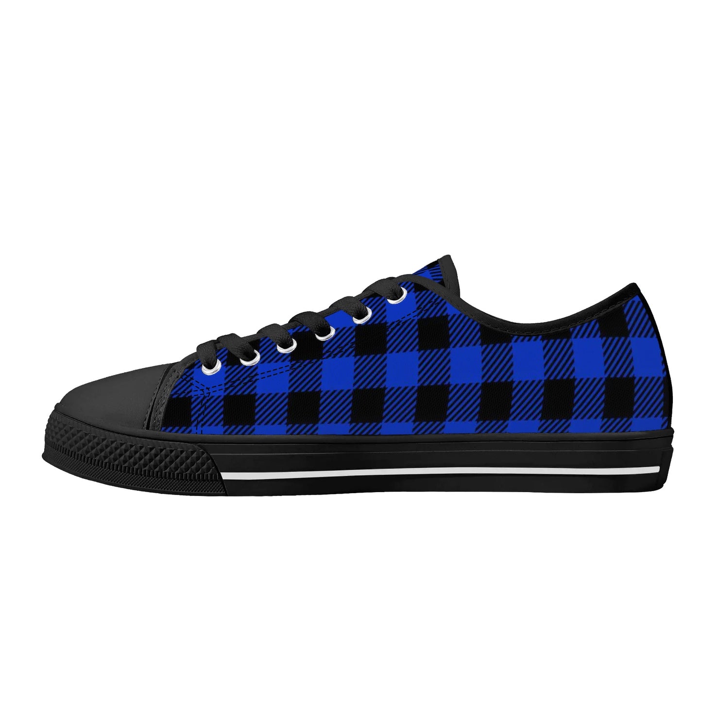 Royal Blue Buffalo Plaid Mens Low Top Canvas Shoes