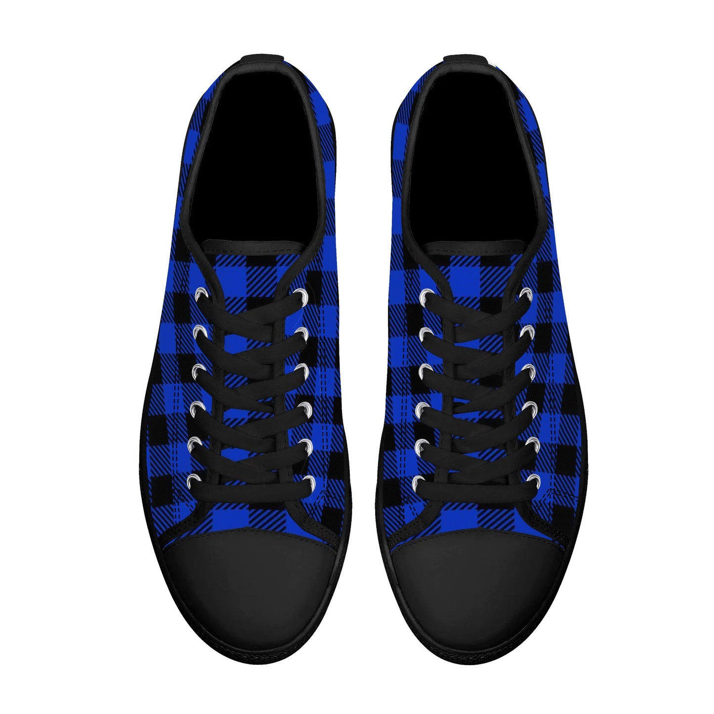 Royal Blue Buffalo Plaid Mens Low Top Canvas Shoes