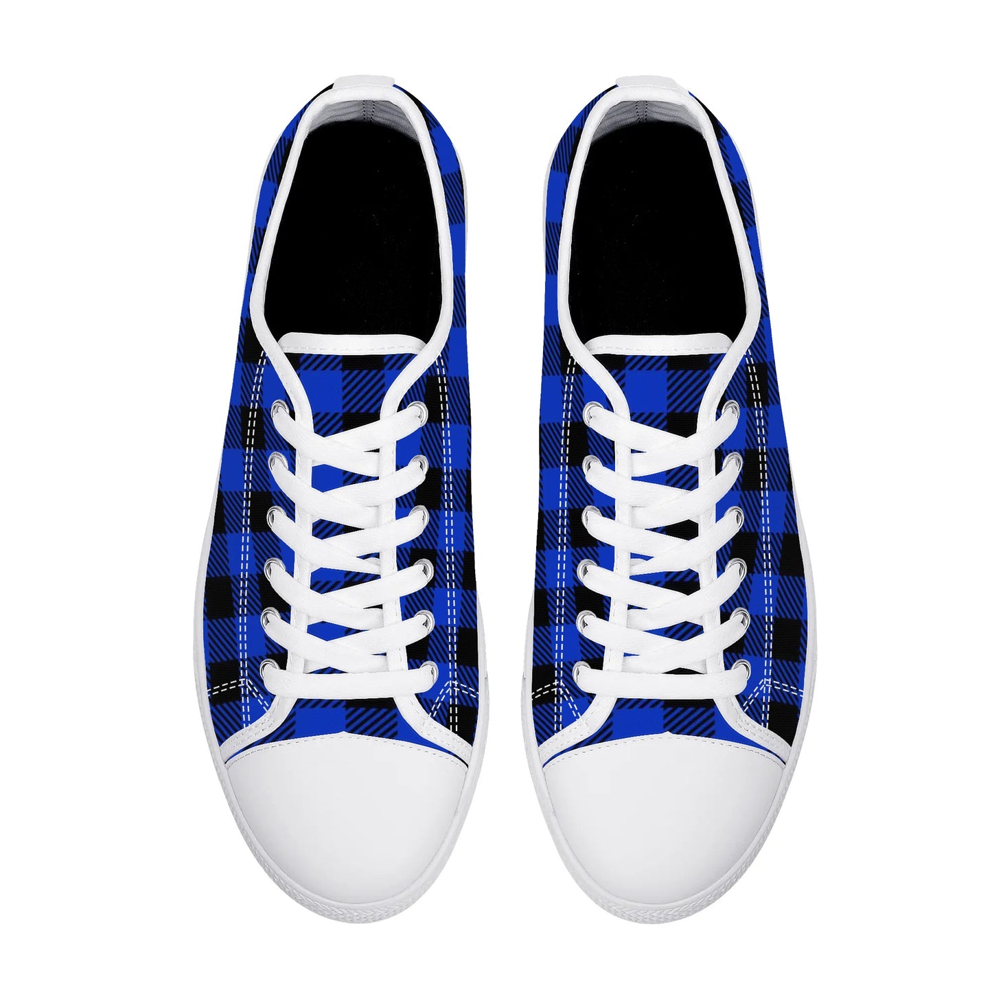 Royal Blue Buffalo Plaid Mens Low Top Canvas Shoes