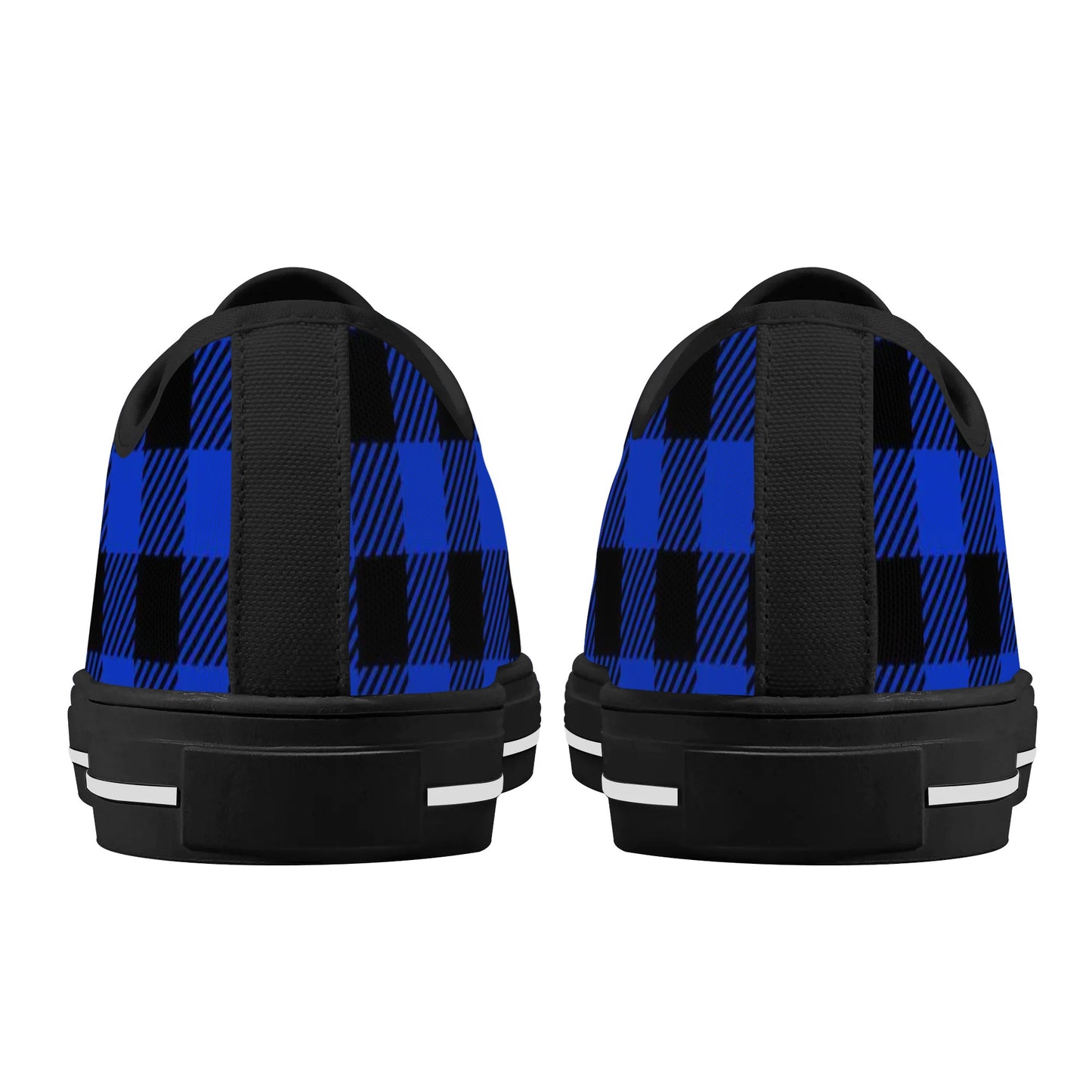 Royal Blue Buffalo Plaid Mens Low Top Canvas Shoes