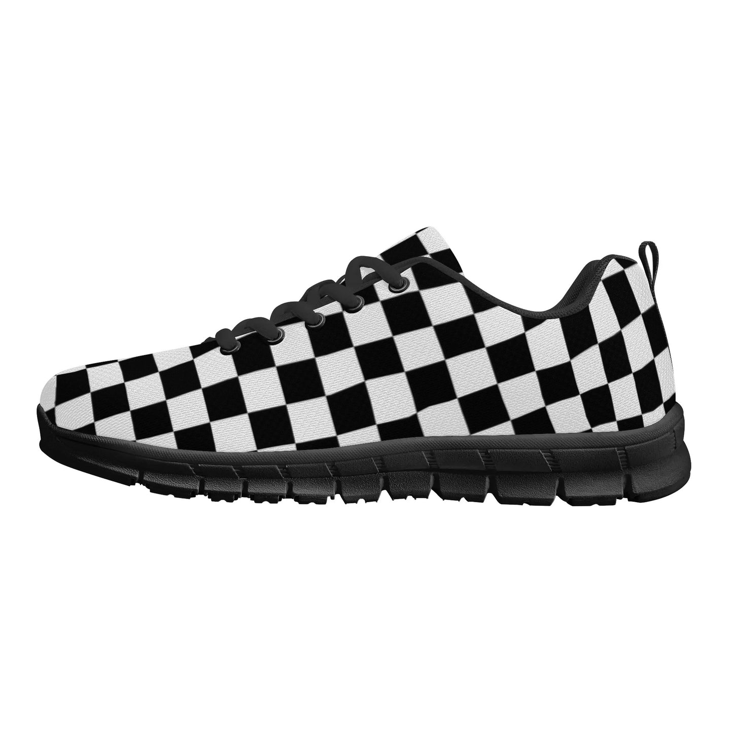 Black White Checkered Mens EVA Mesh Running Shoes