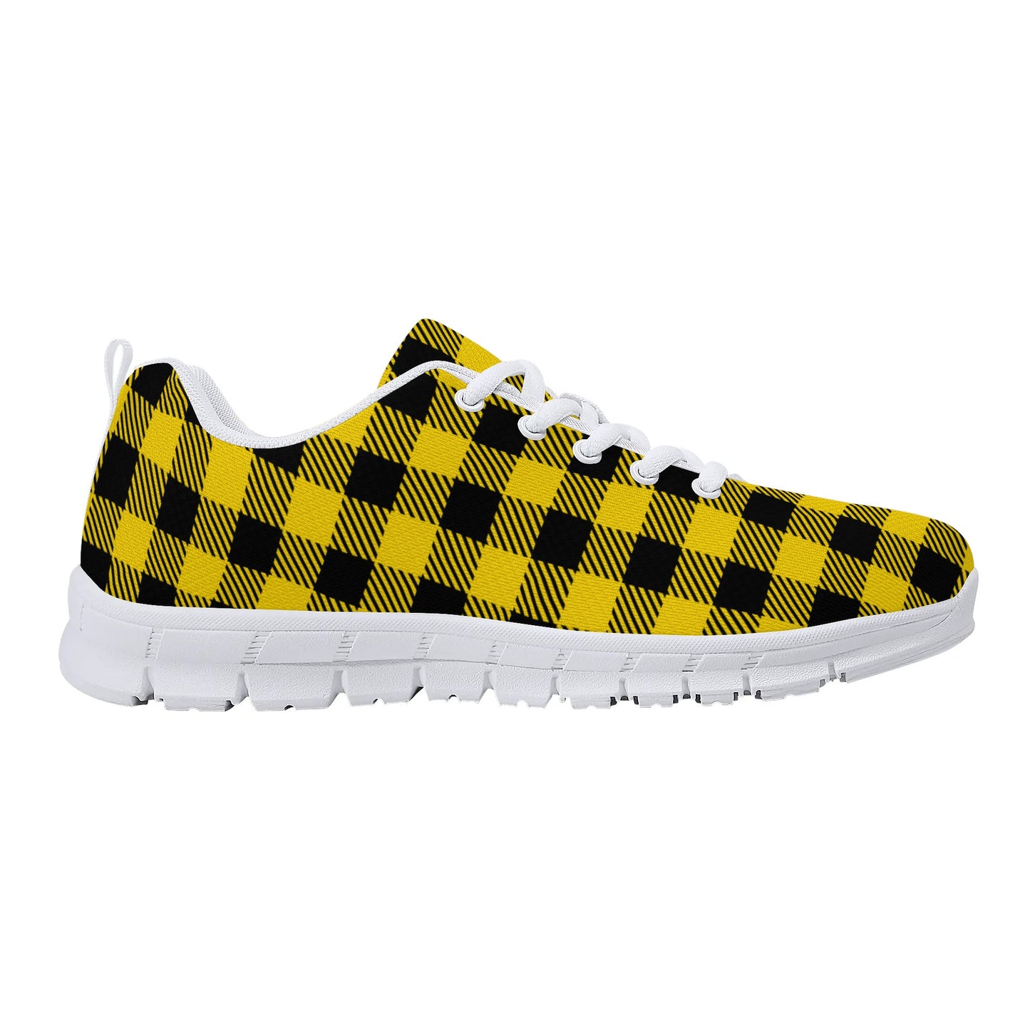 Yellow Buffalo Plaid Mens EVA Mesh Running Shoes