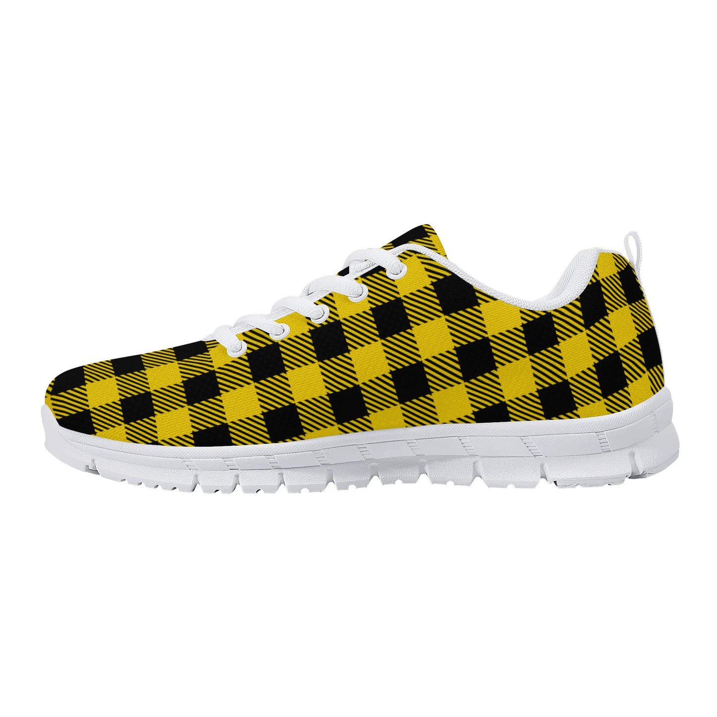 Yellow Buffalo Plaid Mens EVA Mesh Running Shoes