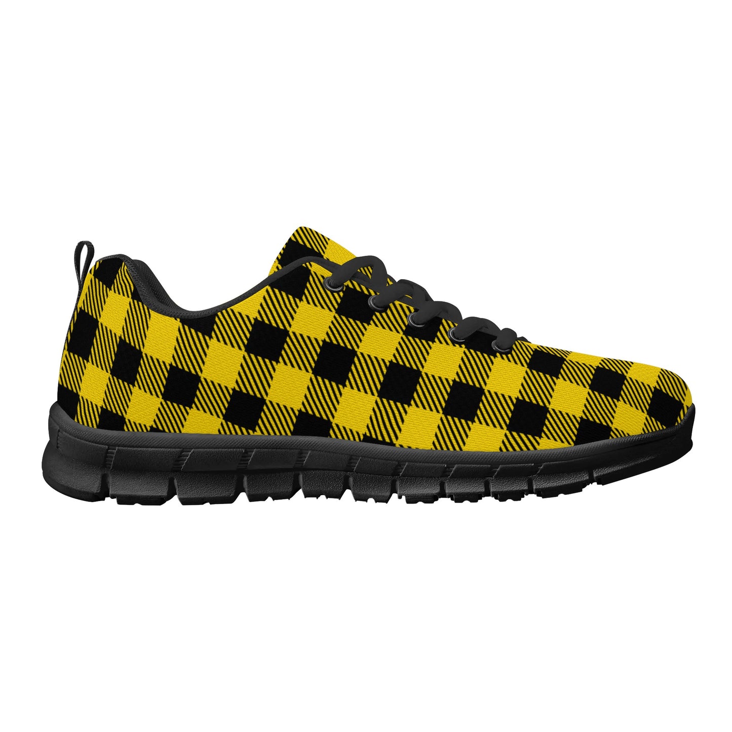 Yellow Buffalo Plaid Mens EVA Mesh Running Shoes