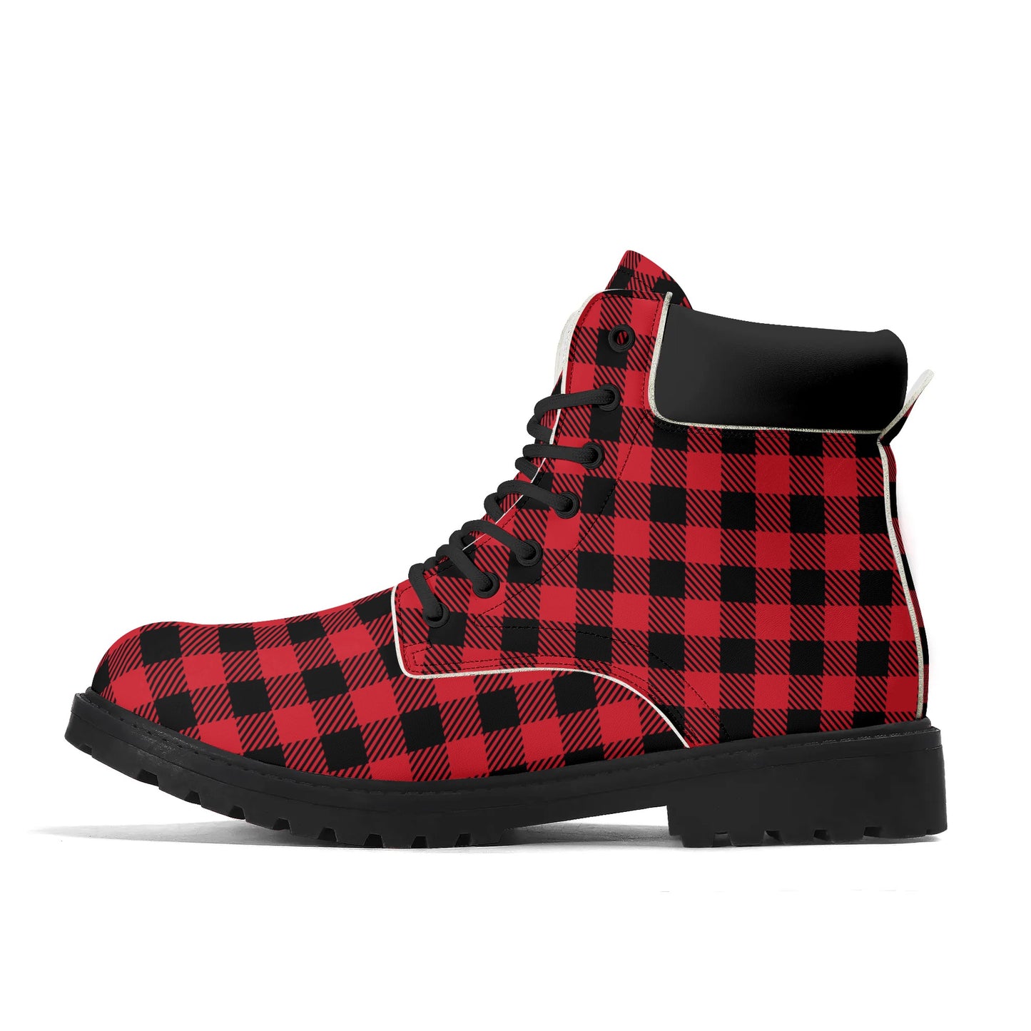 Red Buffalo Plaid Mens Upgraded Black Outsole All Season Boots
