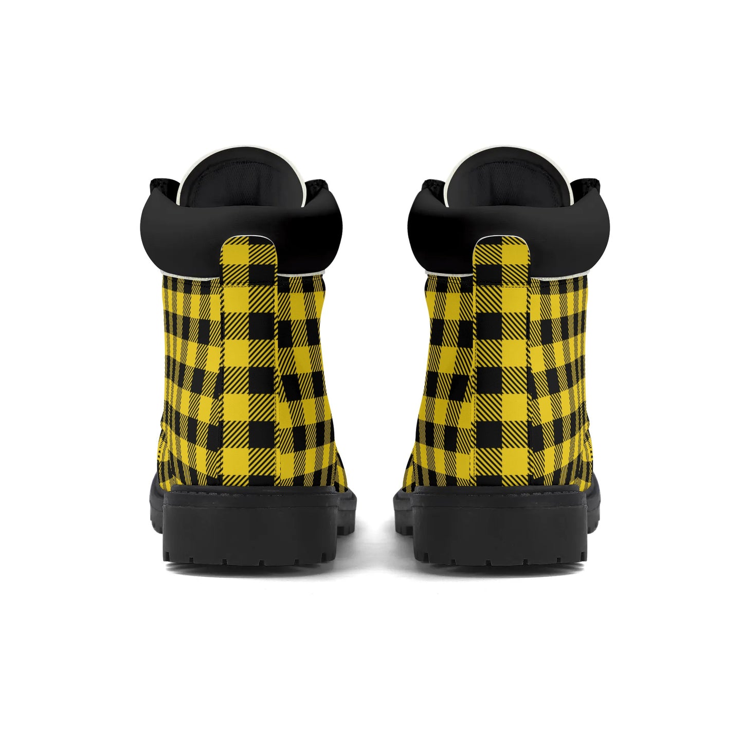 Yellow Buffalo Plaid Mens Upgraded Black Outsole All Season Boots