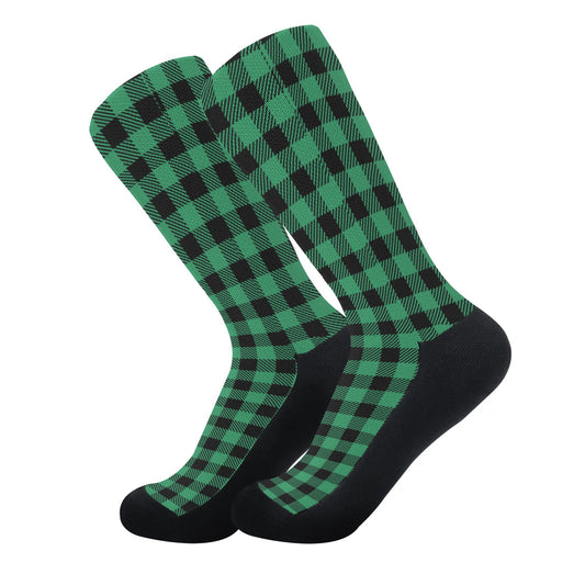 Green Buffalo Plaid Crew Socks