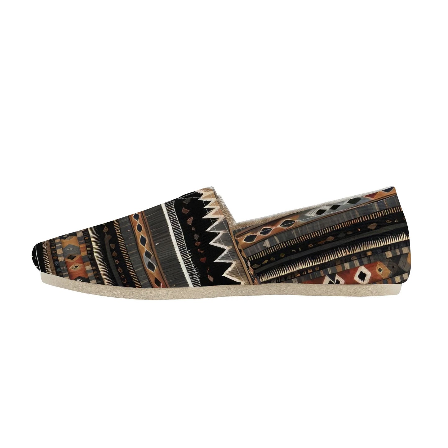 Southwestern Brown Striped Womens Casual Slip On Shoes