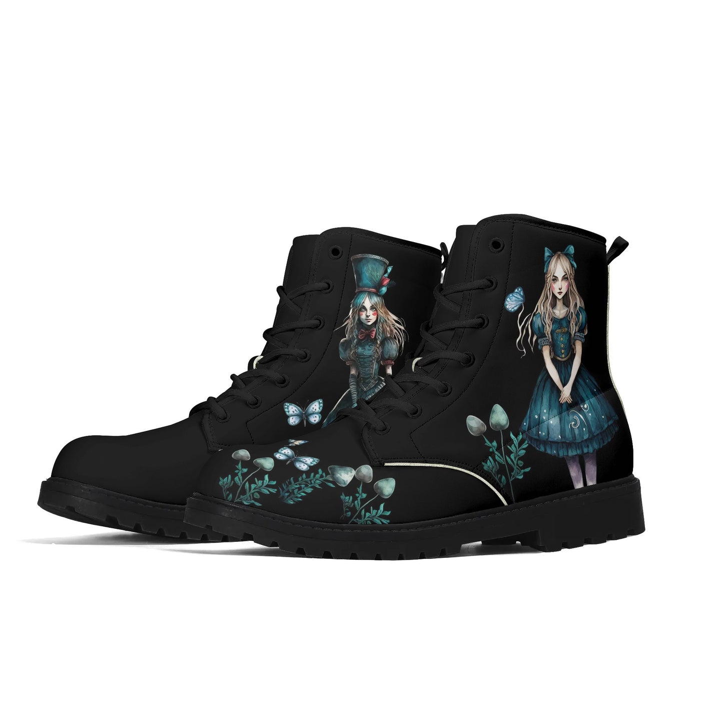 Dark Alice Blue - Womens Upgraded Black Vegan Boots