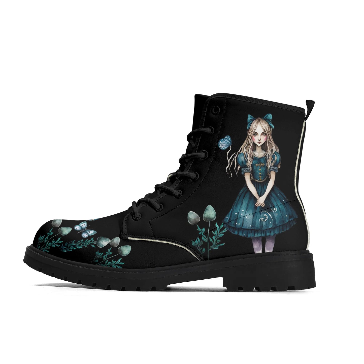 Dark Alice Blue - Womens Upgraded Black Vegan Boots