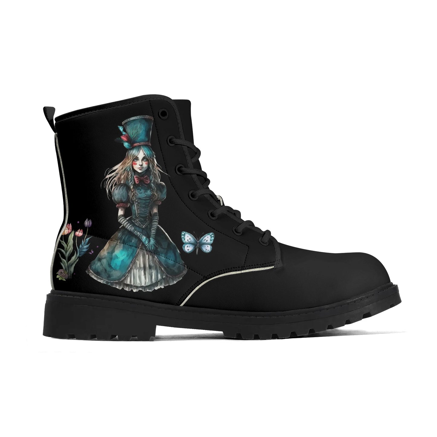 Dark Alice Blue - Womens Upgraded Black Vegan Boots