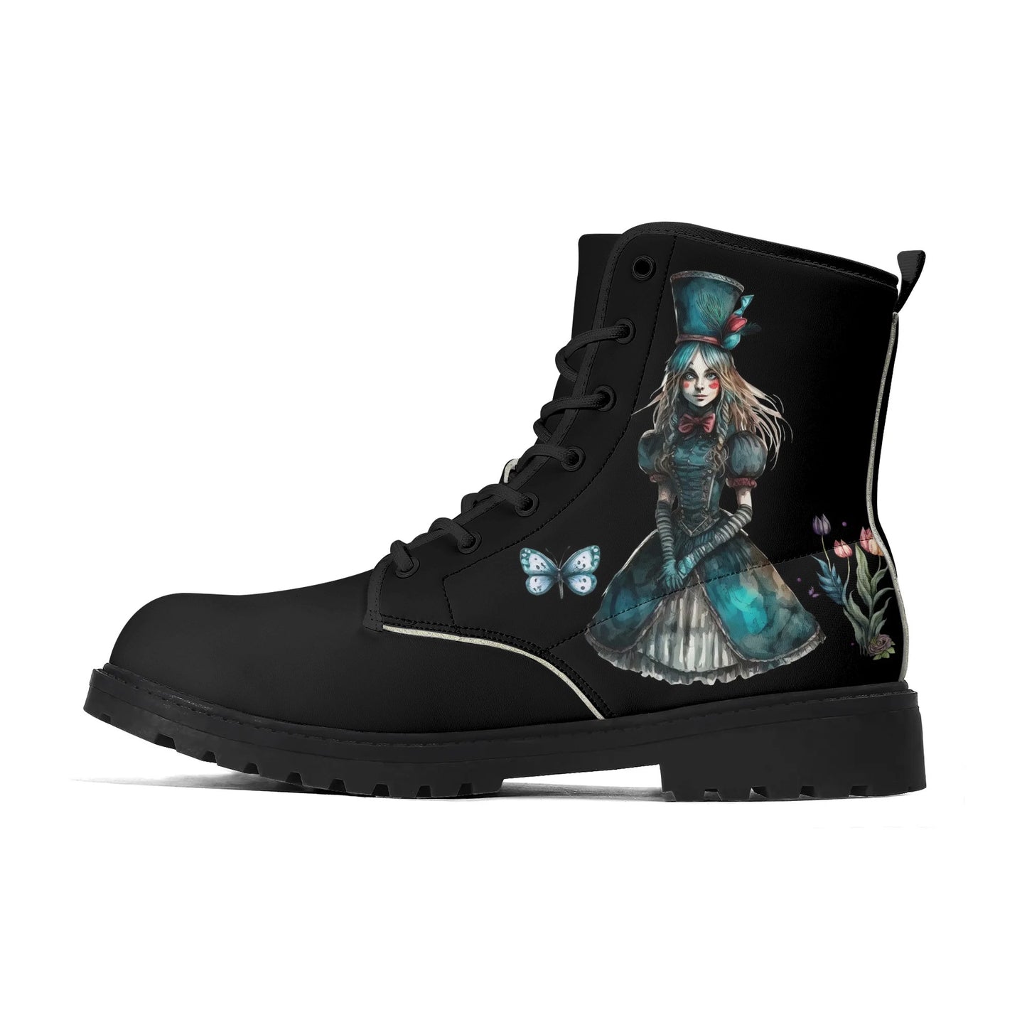 Dark Alice Blue - Womens Upgraded Black Vegan Boots