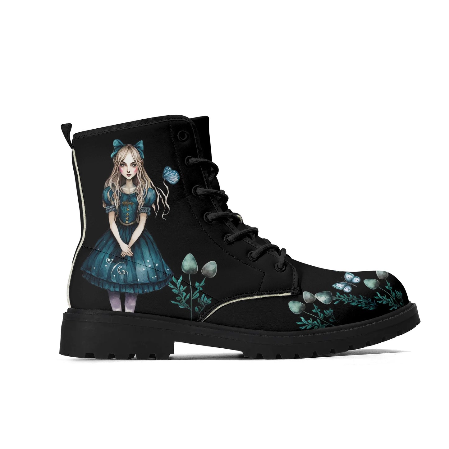 Dark Alice Blue - Womens Upgraded Black Vegan Boots