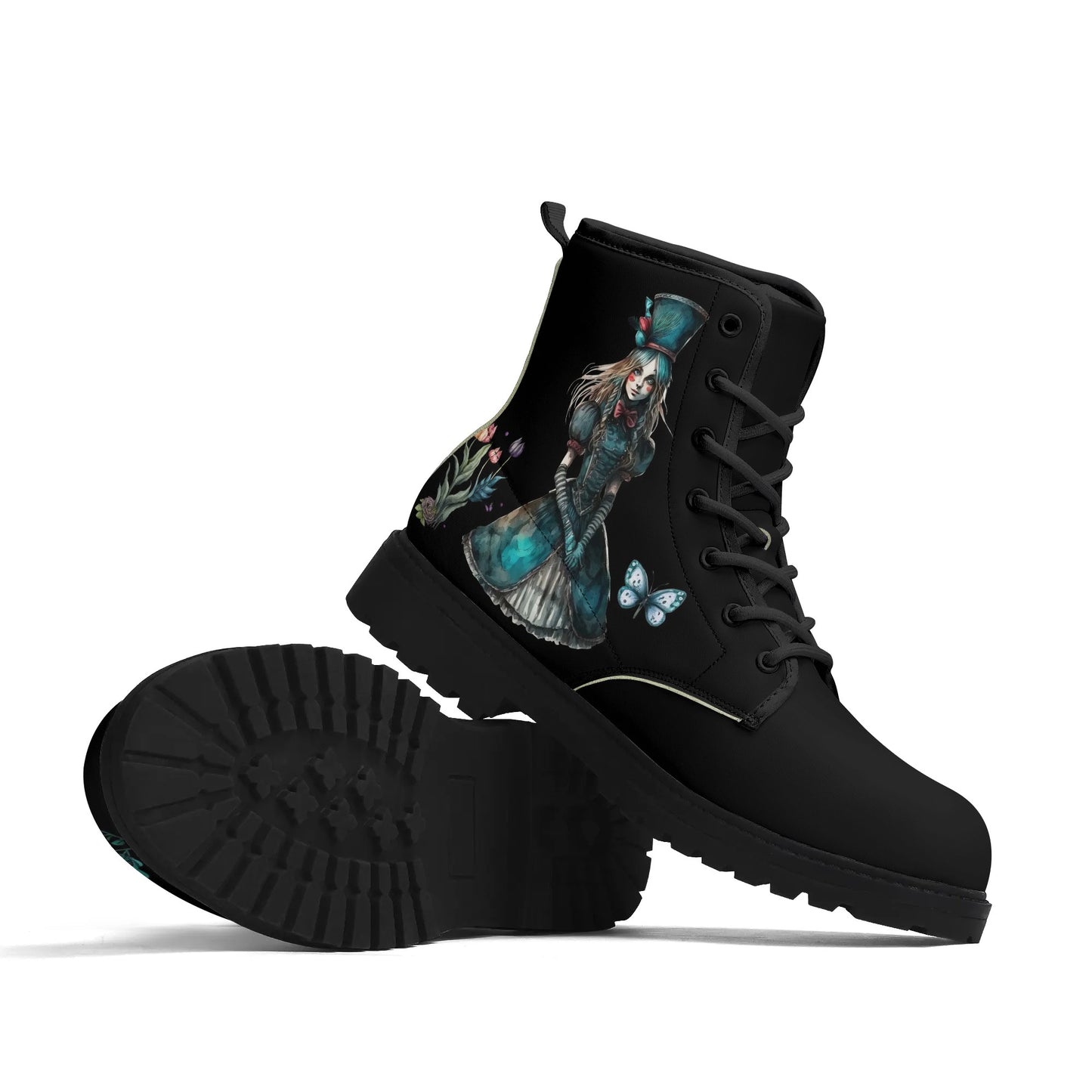 Dark Alice Blue - Womens Upgraded Black Vegan Boots