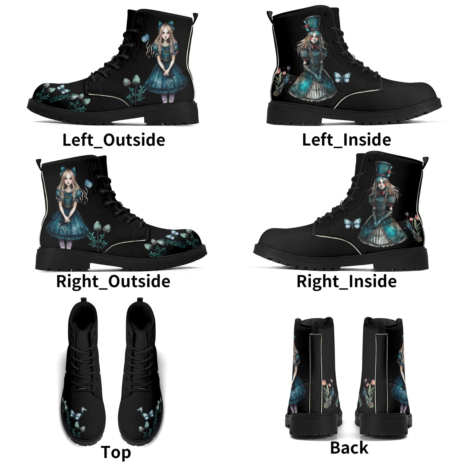 Dark Alice Blue - Womens Upgraded Black Vegan Boots