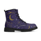 Purple Moon Phases Celestial Womens Upgraded Black Outsole Vegan Boots