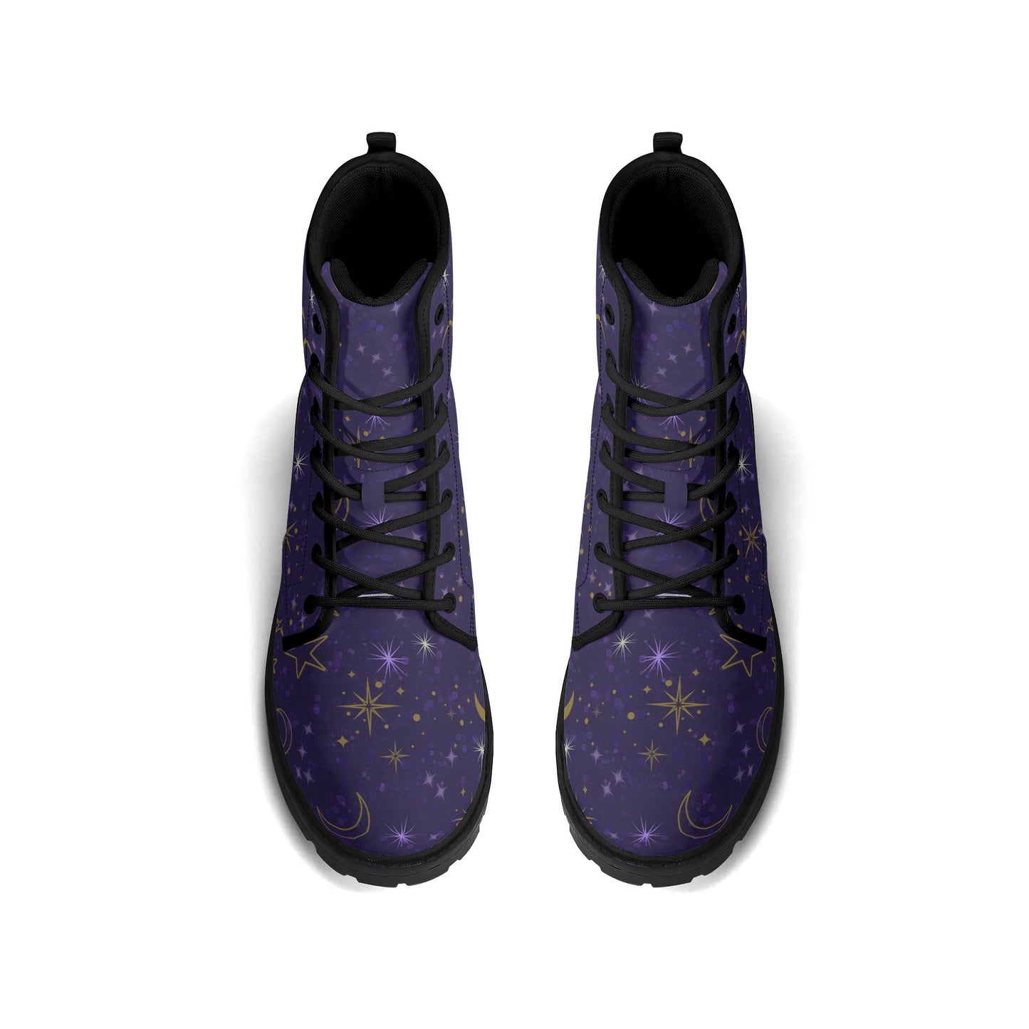 Purple Moon Phases Celestial Womens Upgraded Black Outsole Vegan Boots