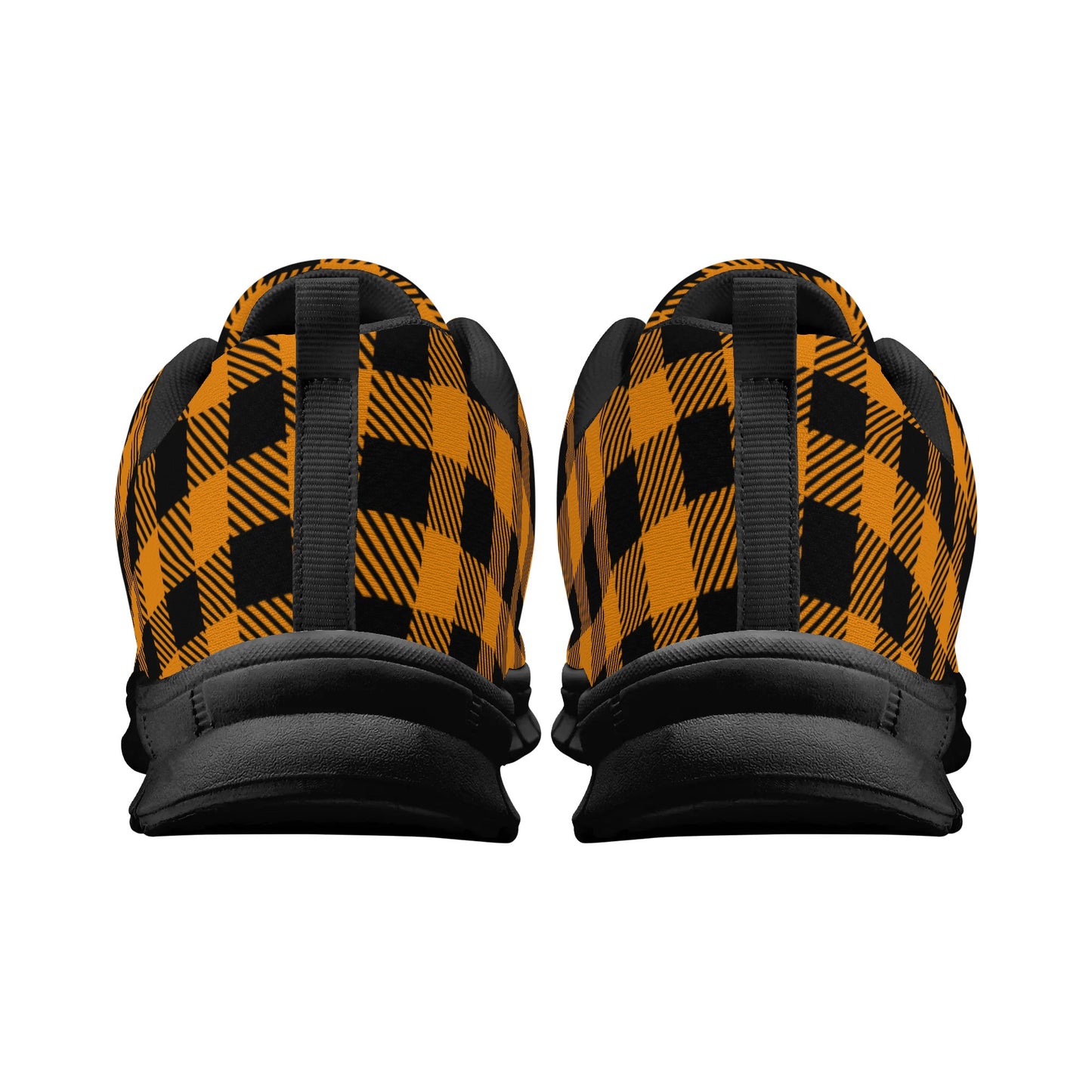 Orange Buffalo Plaid Mens EVA Mesh Running Shoes