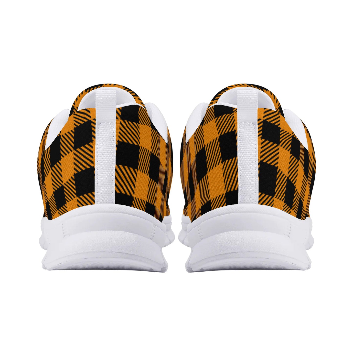 Orange Buffalo Plaid Mens EVA Mesh Running Shoes